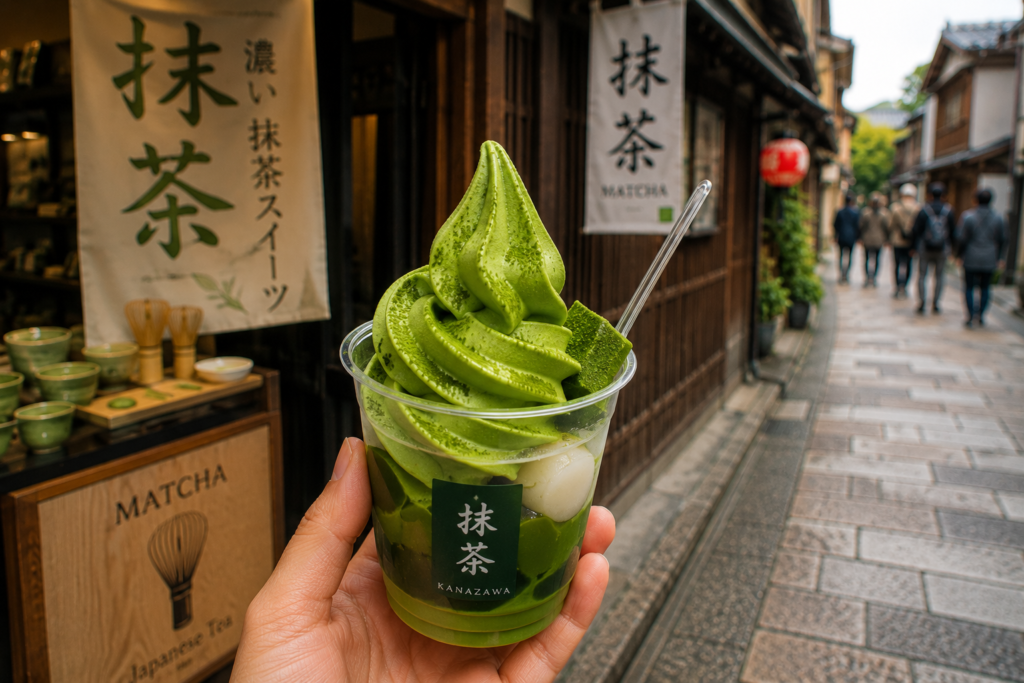 Matcha sweets in Higashi Chaya District Kanazawa
