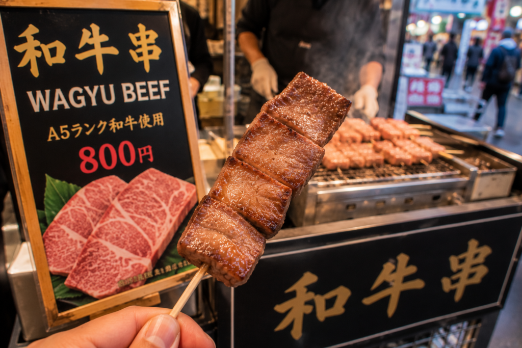 Wagyu beef skewer in Kanazawa