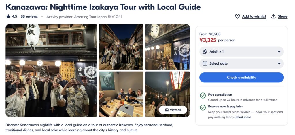 3. Kanazawa Nighttime Izakaya Tour with a Local Guide
